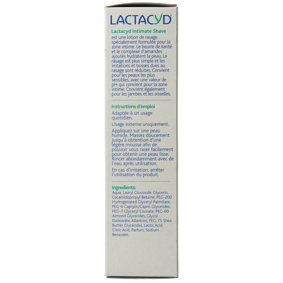 Lactacyd Intimate shave cream in 200ml tube, for gentle hair removal and skin care in the intimate area.