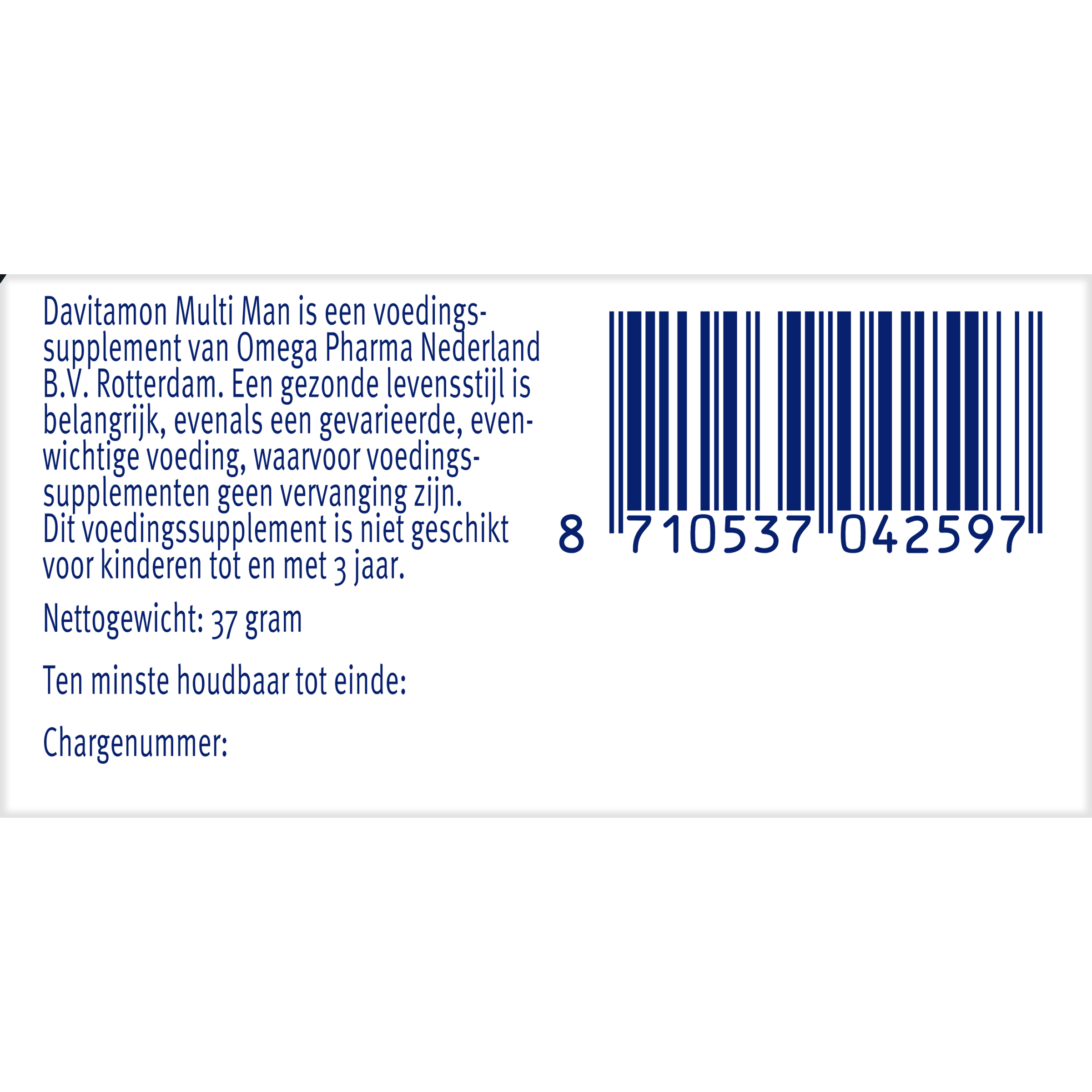 Davitamon Multi Man vitamin tablets in a blister pack, dietary supplement for men's daily nutritional support.