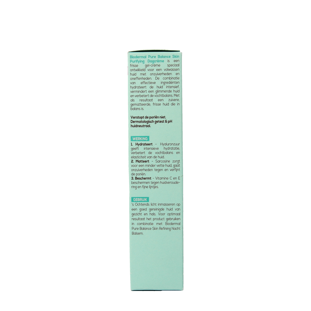 Biodermal Pure Balance purifying gel cream for face, 50ml, in a clear tube with a flip-top cap, designed for facial skin care.