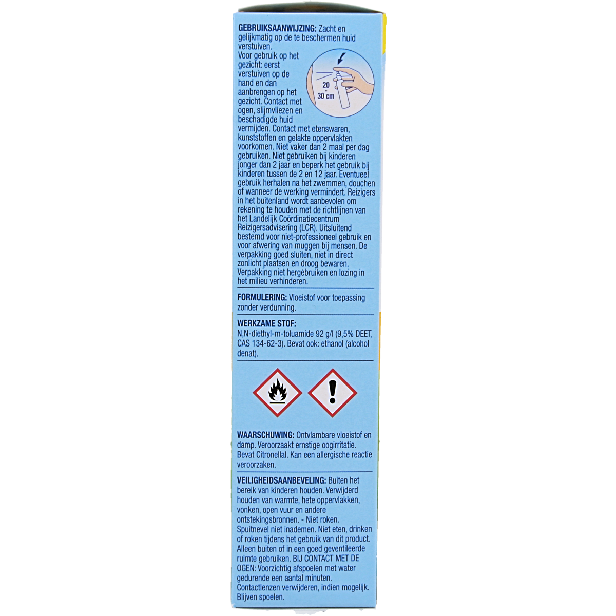 Azaron Anti-muggen spray with 9.5% DEET, 100ml, designed to protect against mosquito bites and insect stings.