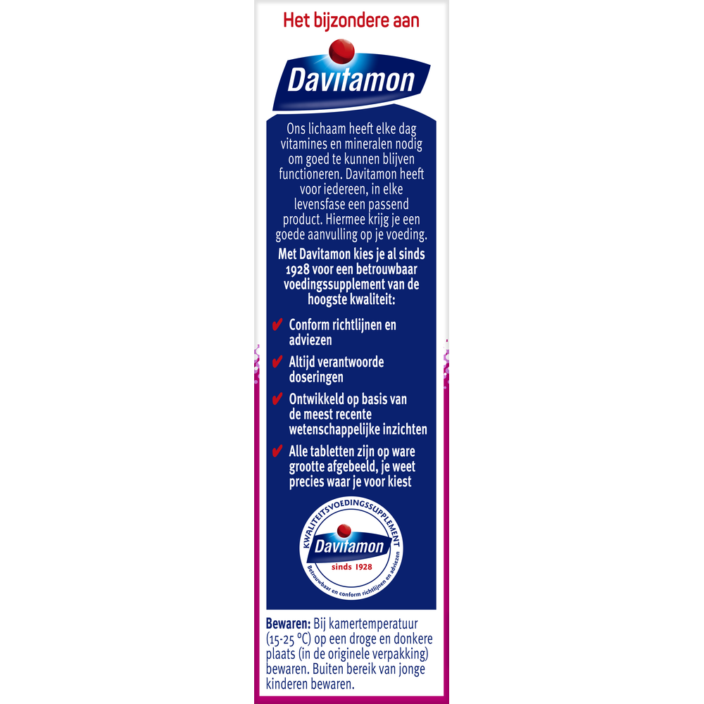 Davitamon Foliumzuur vitamine D supplement box with 84 tablets, showing the product packaging and label.