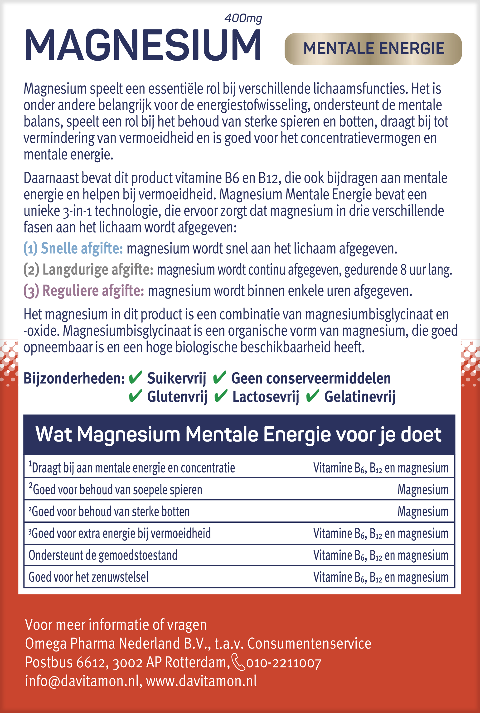 Davitamon Magnesium mentale energie supplement with 30 tablets, showing the mineral supplement packaging and tablets.