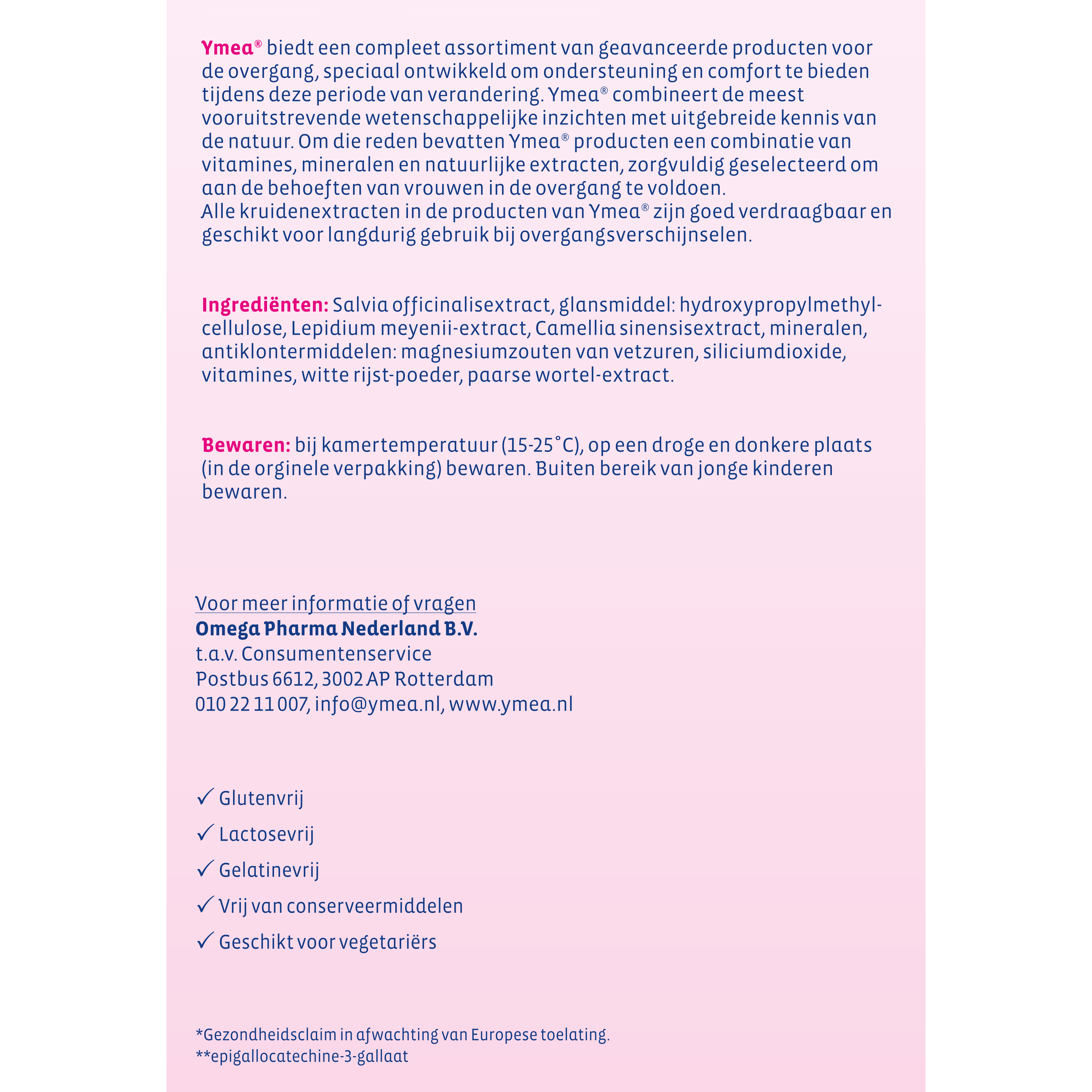Ymea Overgang silhouet herbal capsules, natural supplement for menopause support, featuring a bottle of Ymea herbal capsules.