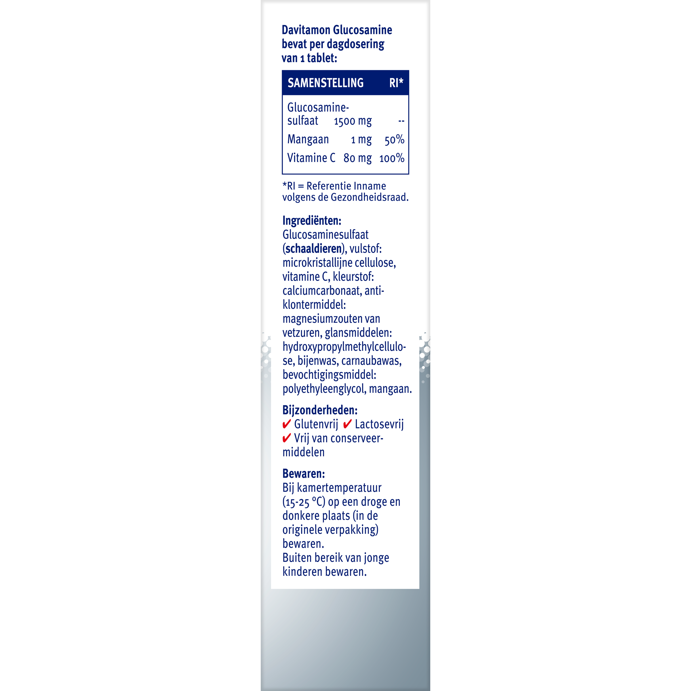 Davitamon Glucosamine mineral supplement tablets in a bottle, showing 45 tablets for joint health.