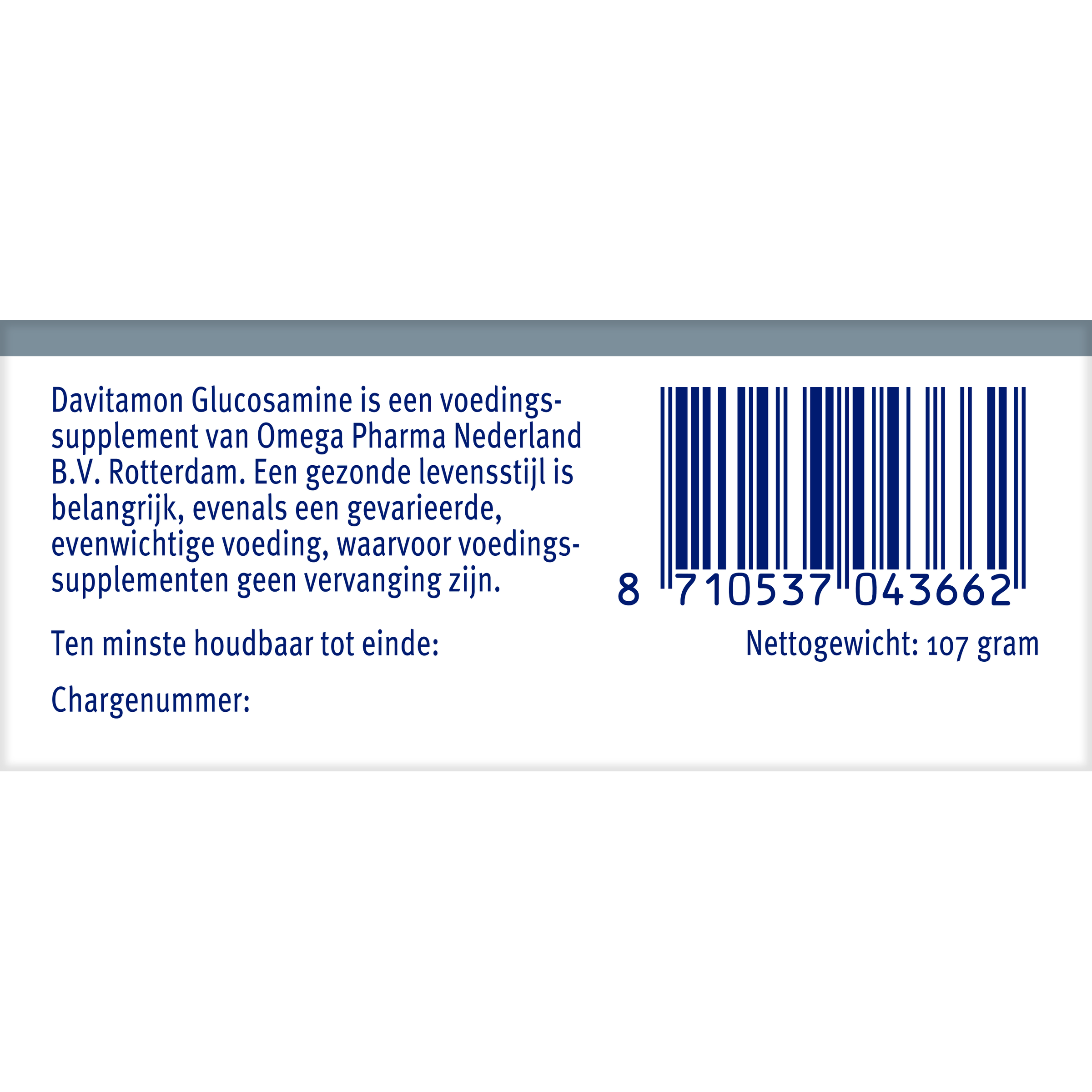Davitamon Glucosamine mineral tablets, 45-count, showing the supplement packaging and tablets inside the bottle.