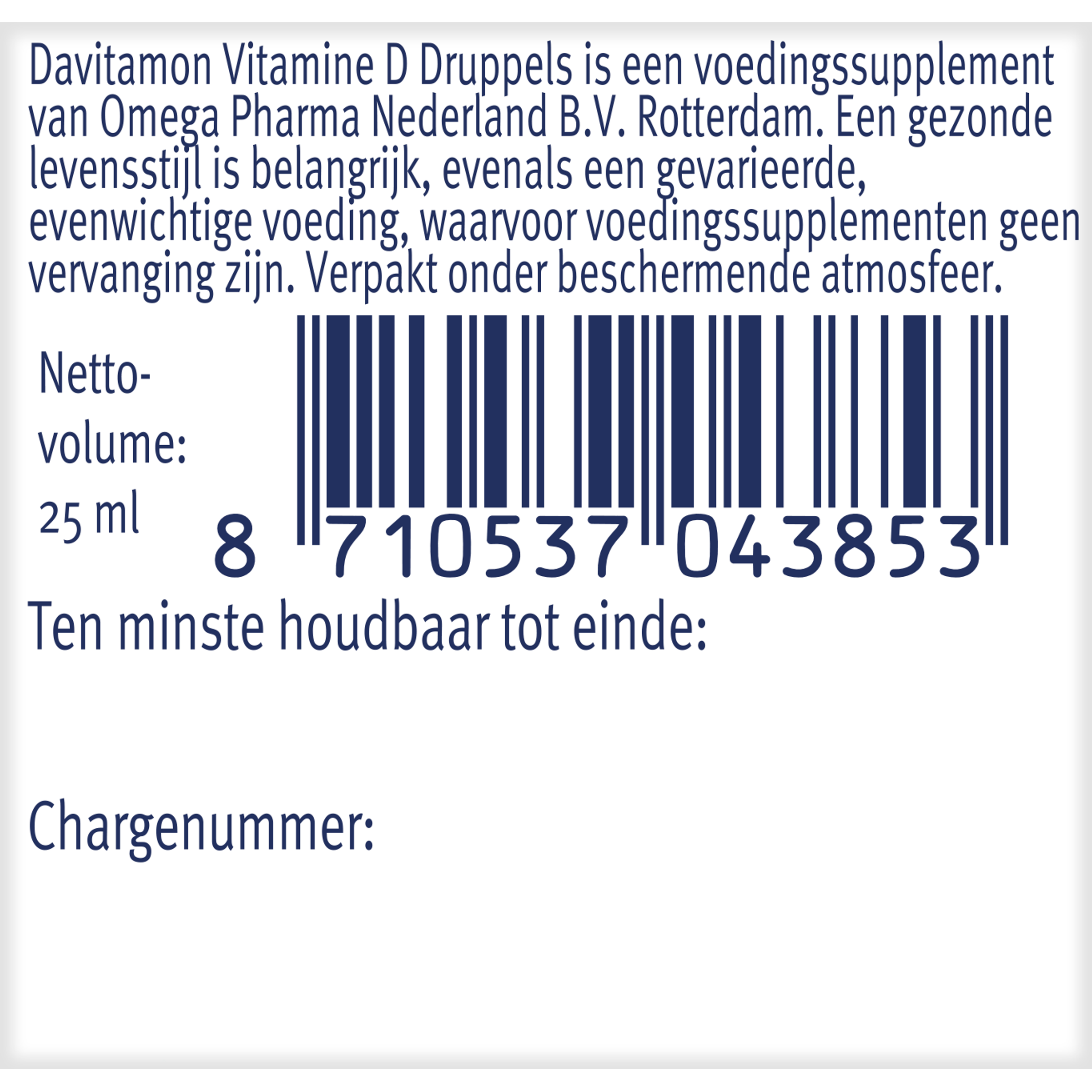 Davitamon Vitamin D drops in a 25ml bottle, natural supplement for daily vitamin D intake with dropper cap.