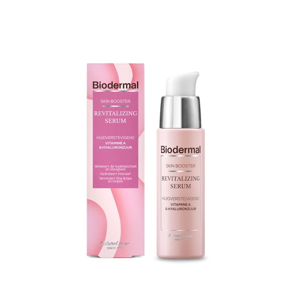 Biodermal Skin Booster revitalizing serum with vitamin A in a 30ml bottle, designed for facial skincare and skin rejuvenation.
