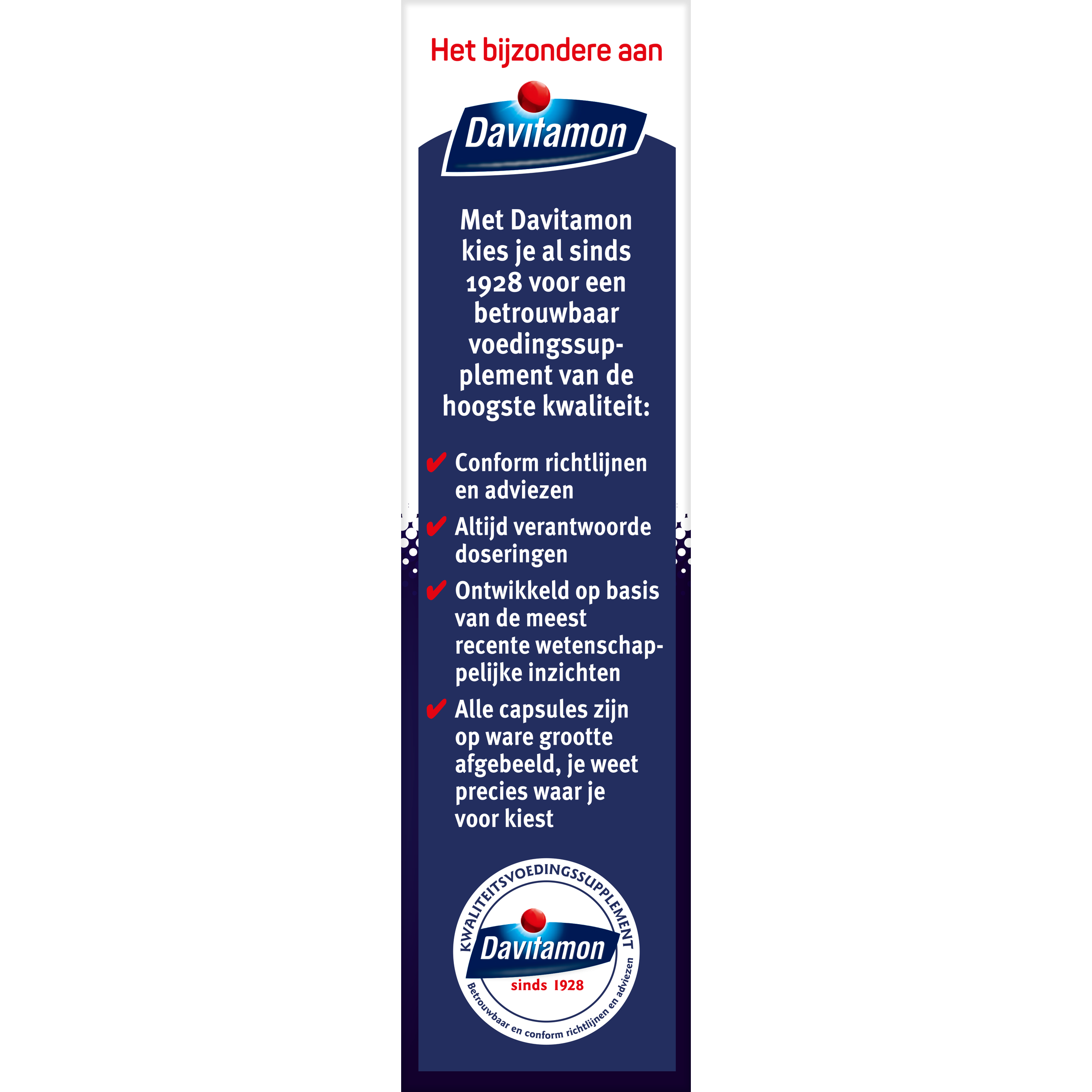 Davitamon Nachtrust 3-in-1 herbal supplement capsules, natural kruidenpreparaten for sleep support, in a white bottle with capsules inside.