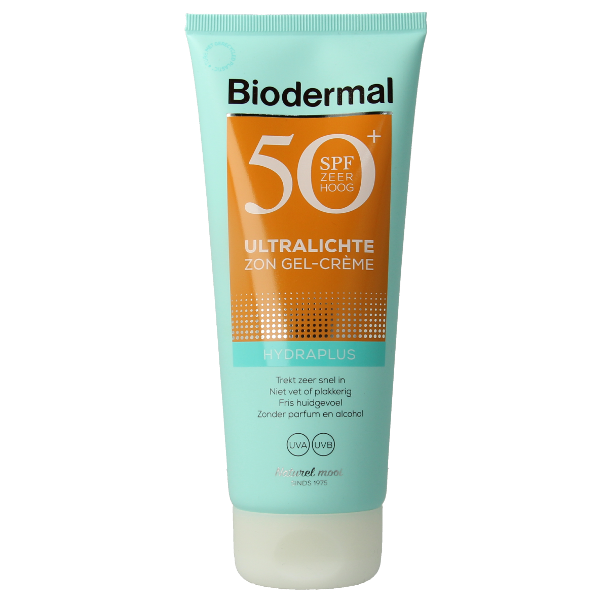 Biodermal Gelcreme ultralicht SPF50+ facial moisturizer in a 200ml tube, lightweight sun protection for sensitive skin