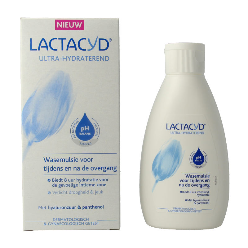 Lactacyd Wasemulsie ultra hydraterend overgang lichaamsverzorging in 200 ml flacon, geschikt voor huidverzorging tijdens overgang.