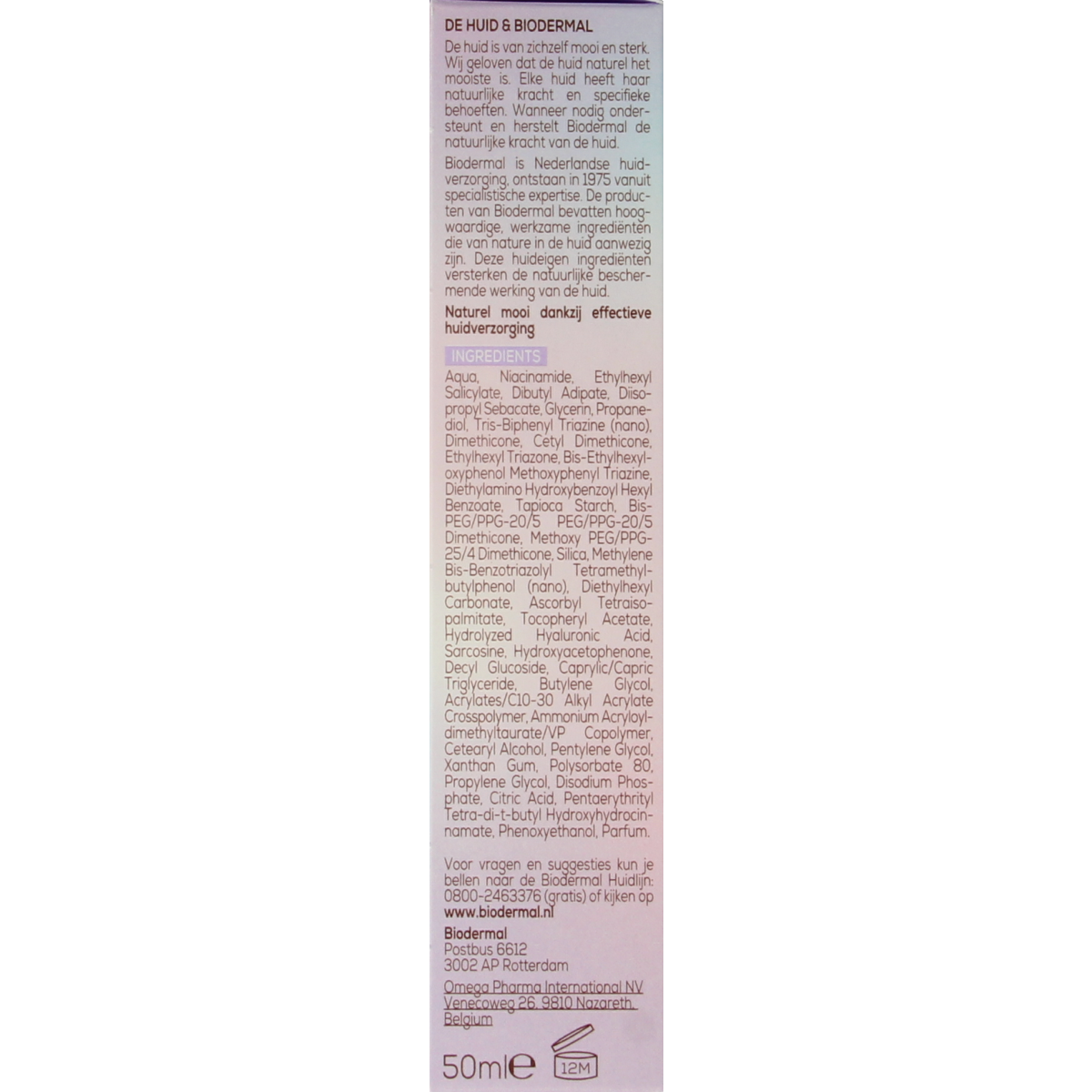 Biodermal Skin Essential Gelcreme SPF30 sunscreen in 50ml tube, designed for facial sun protection and skin care.
