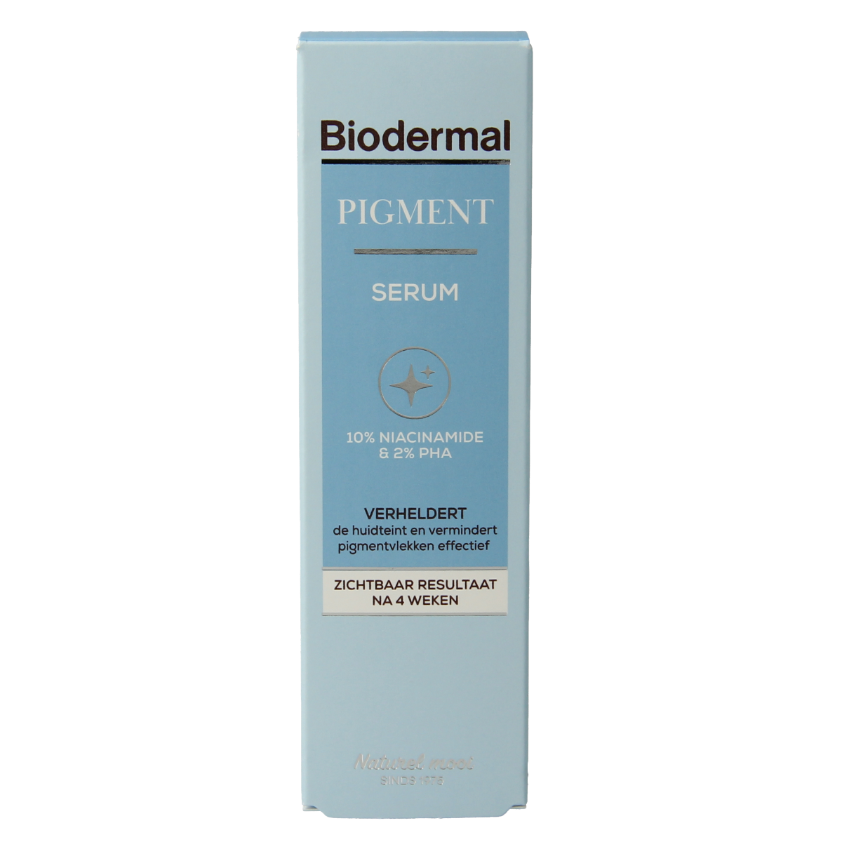 Biodermal anti-pigment serum in a 30ml bottle, facial skincare product designed to reduce dark spots and even skin tone.