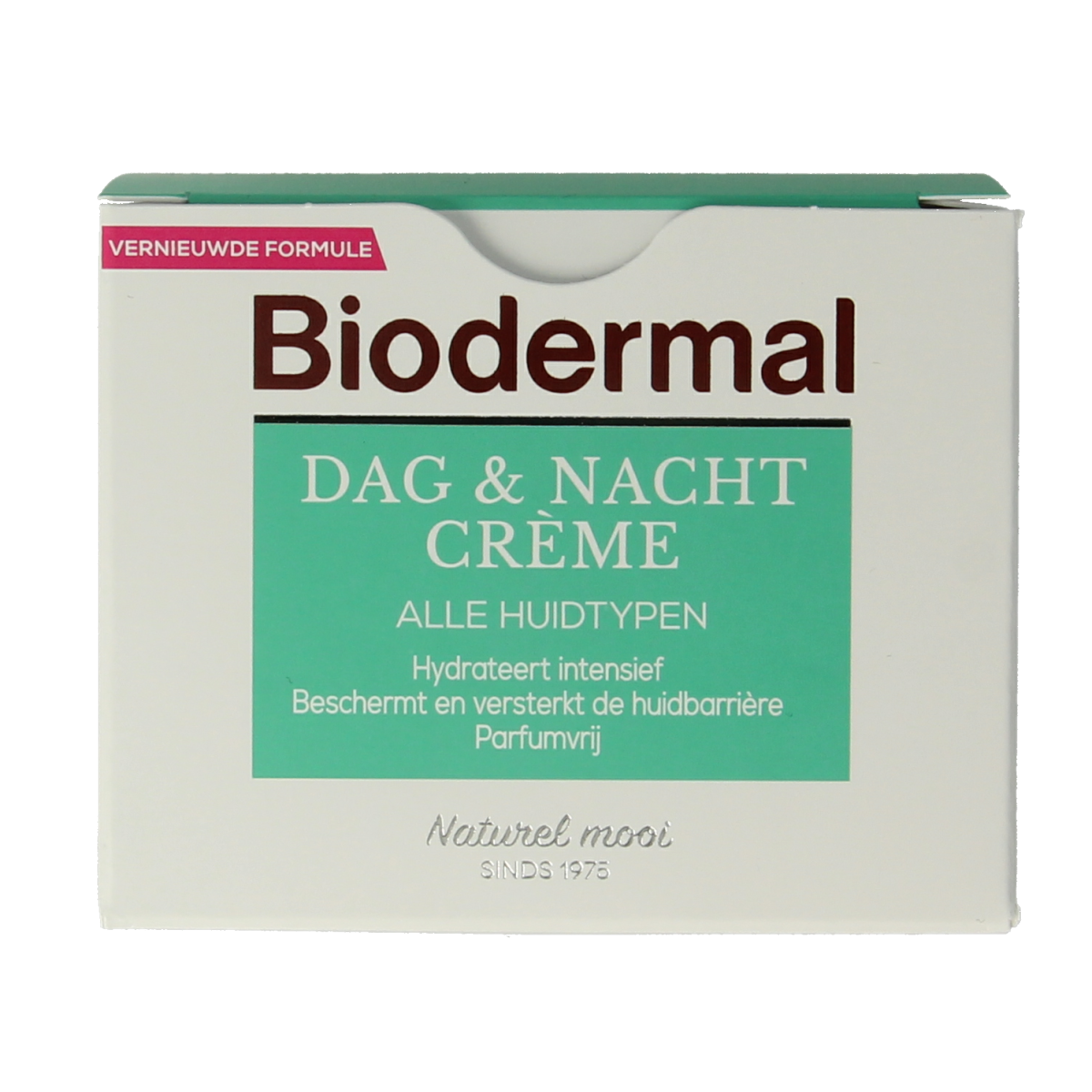 Biodermal day and night facial cream in a 50ml jar, skincare product with white and blue packaging.