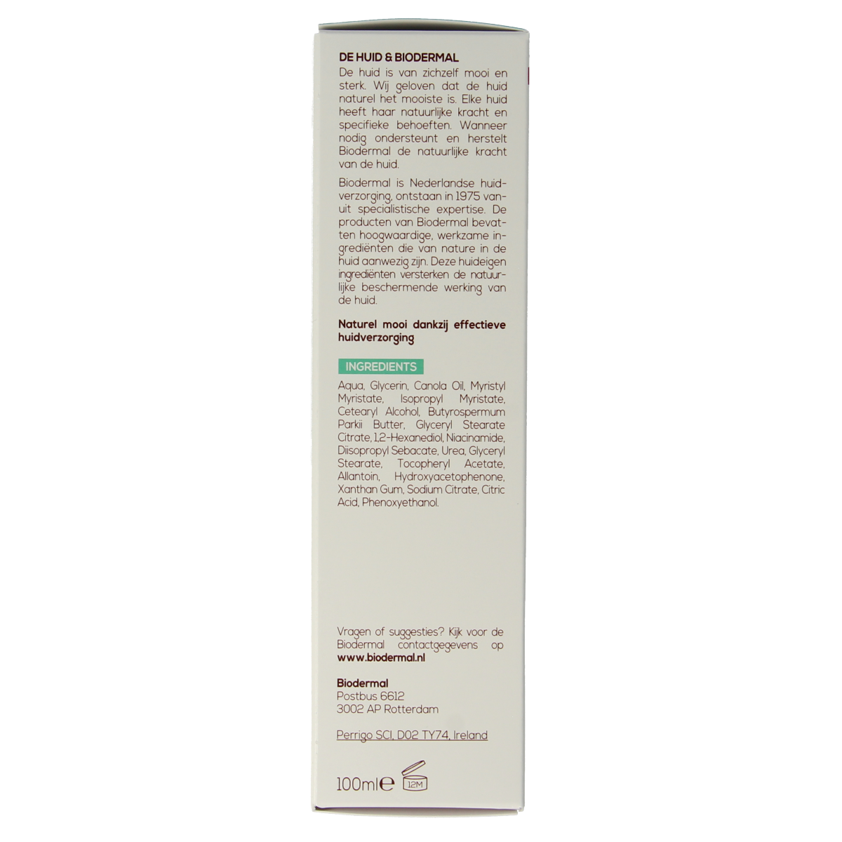 Biodermal day and night face cream jar, 100ml, skincare product for facial care with a white and blue container.