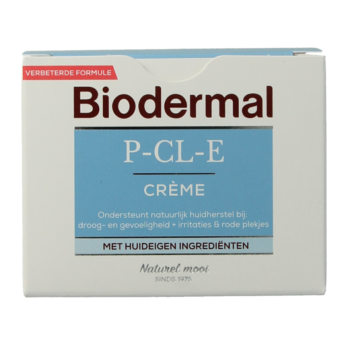 Biodermal P CL E face cream in a 50ml jar, facial skincare product with a white and orange container, close-up view