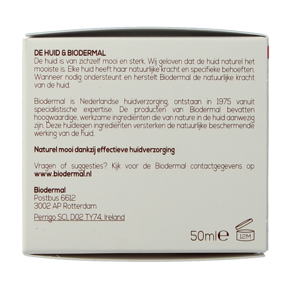 Biodermal P CL E face cream in 50ml jar, facial skincare product with a white and green container.