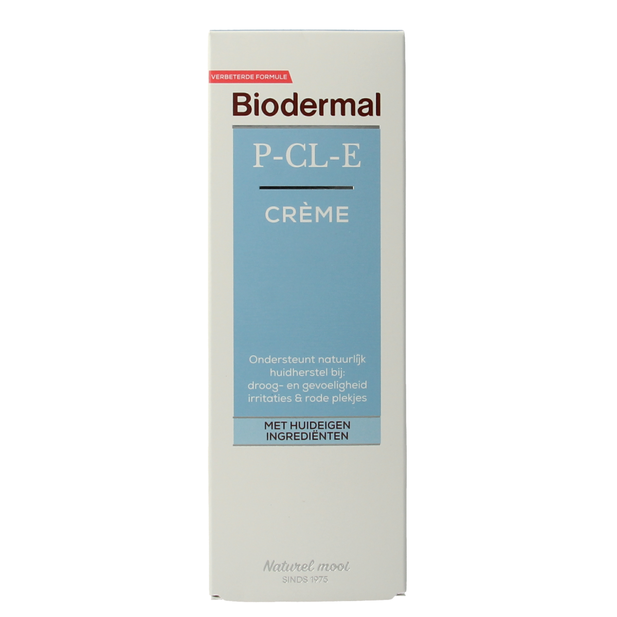 Biodermal P CL E creme 100ml, facial skincare product with a white tube and blue cap, designed for skincare.