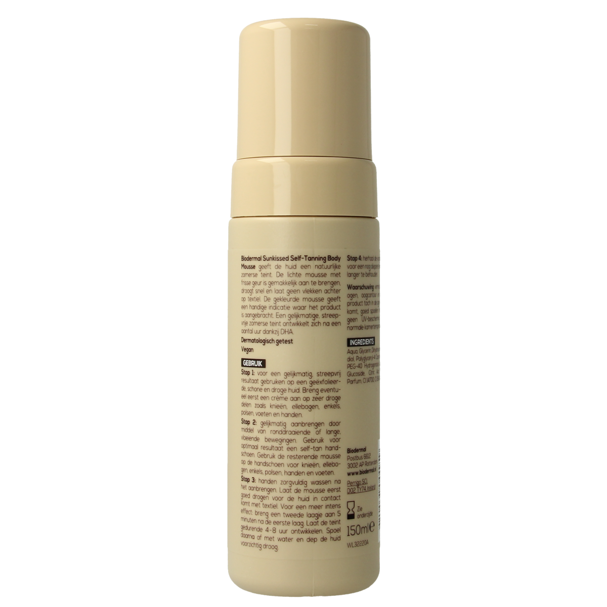 Biodermal Sunkissed self tanning body mousse in a 200ml bottle, perfect for a natural sun-kissed glow on skin.