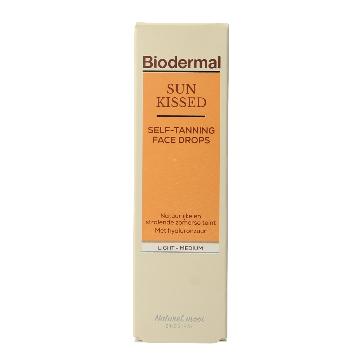 Biodermal Sunkissed self-tanning face drops in 30ml bottle, natural sun-kissed glow, facial tanning product.