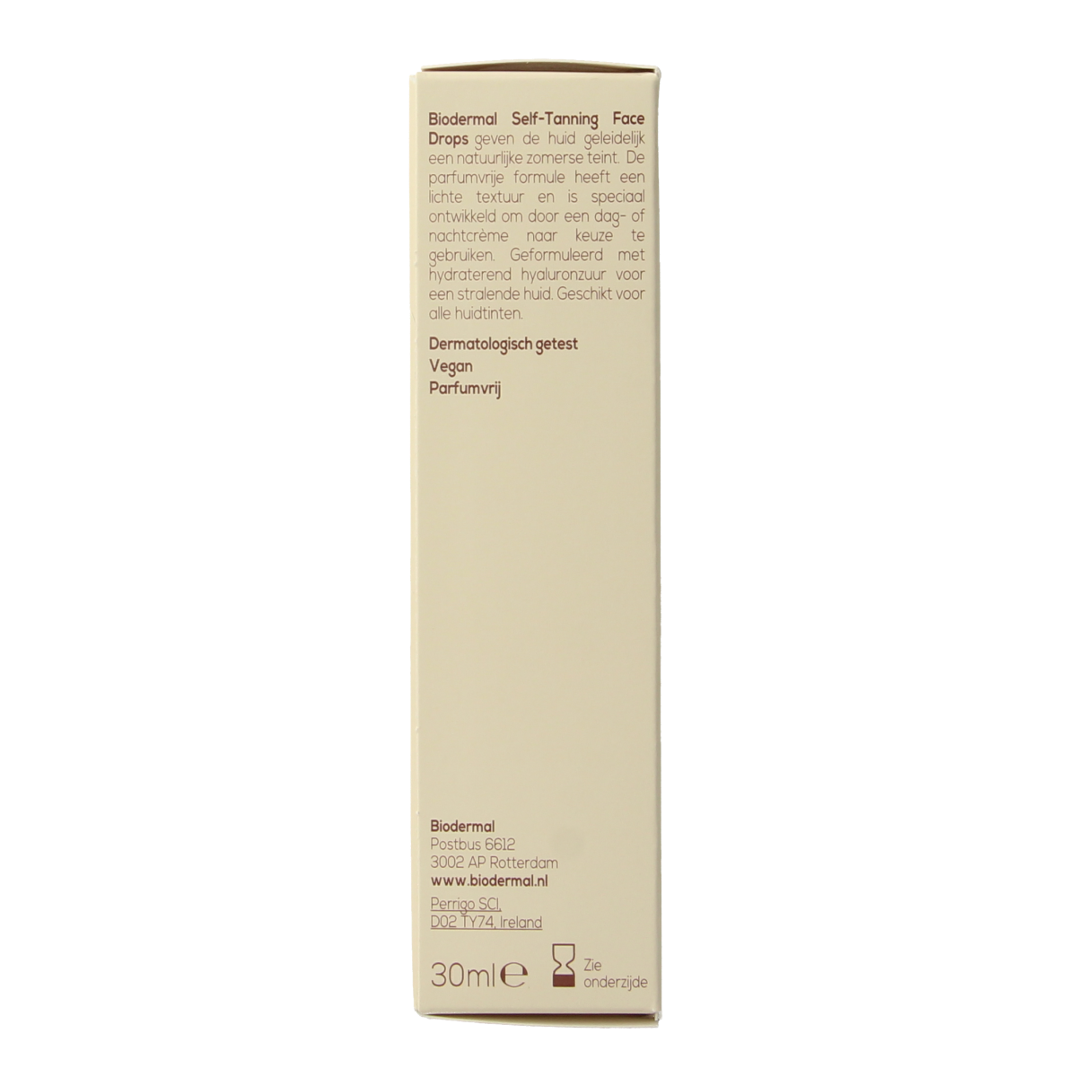 Biodermal Sunkissed self-tanning face drops in 30ml bottle, with dropper for natural sun-kissed glow on the face.
