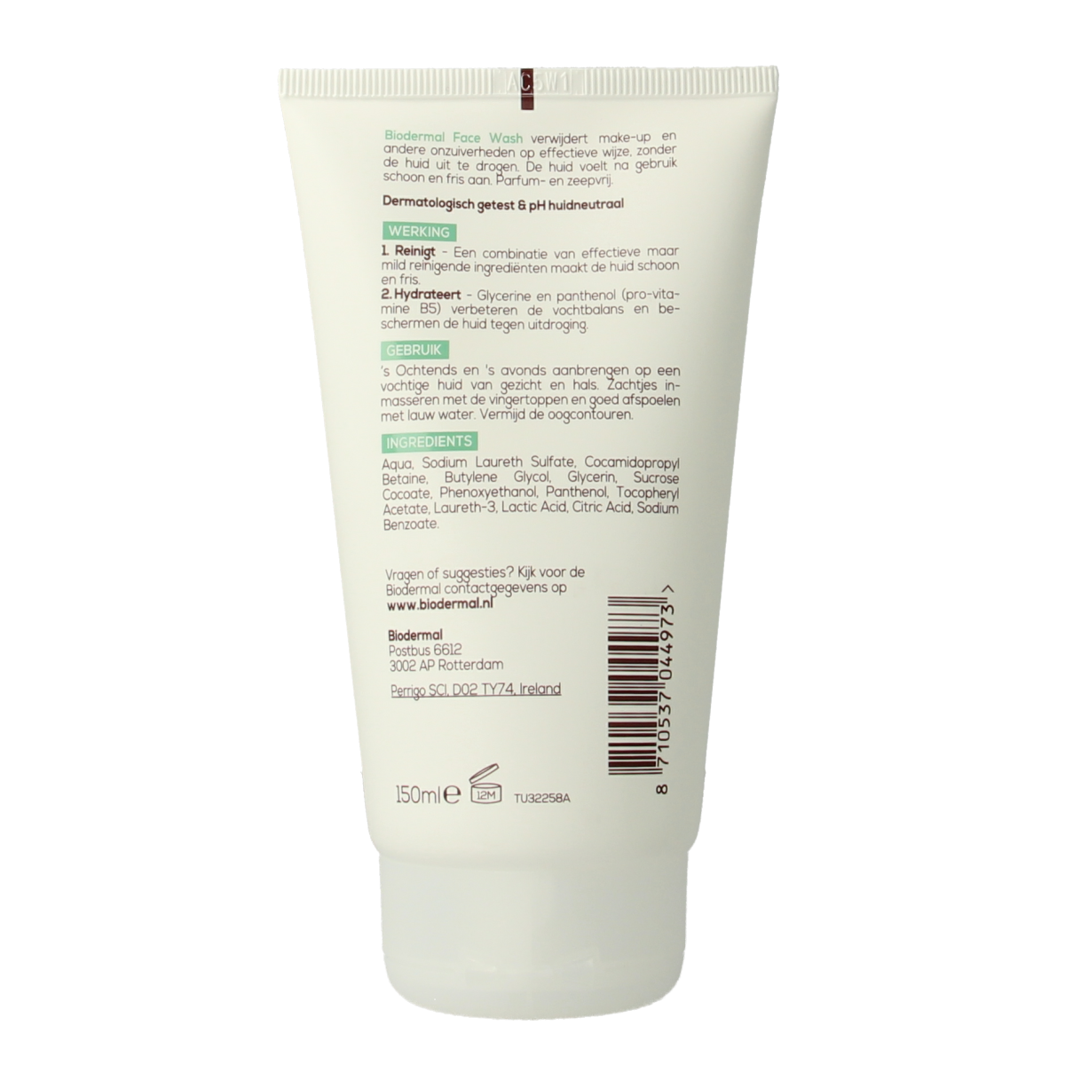 Biodermal face wash 150ml in a clear bottle with a white pump, part of Biodermal facial skincare products.