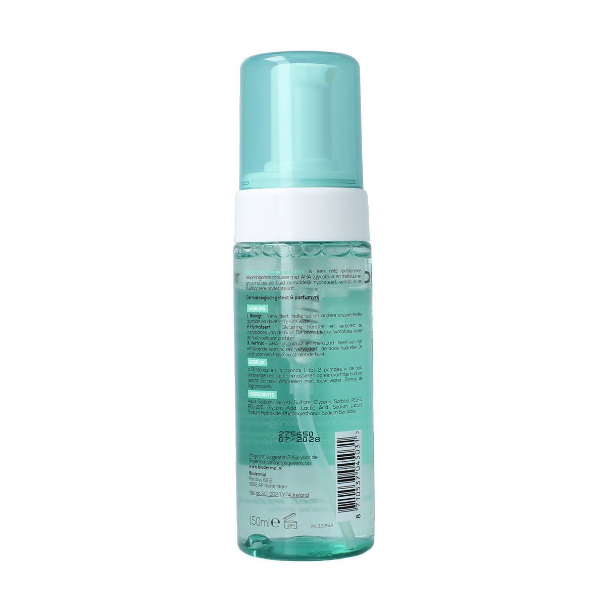 Biodermal Reinigingsmousse voor alle huidtypen, 150 ml, flacon met schuimende gezichtsverzorging voor een frisse huid