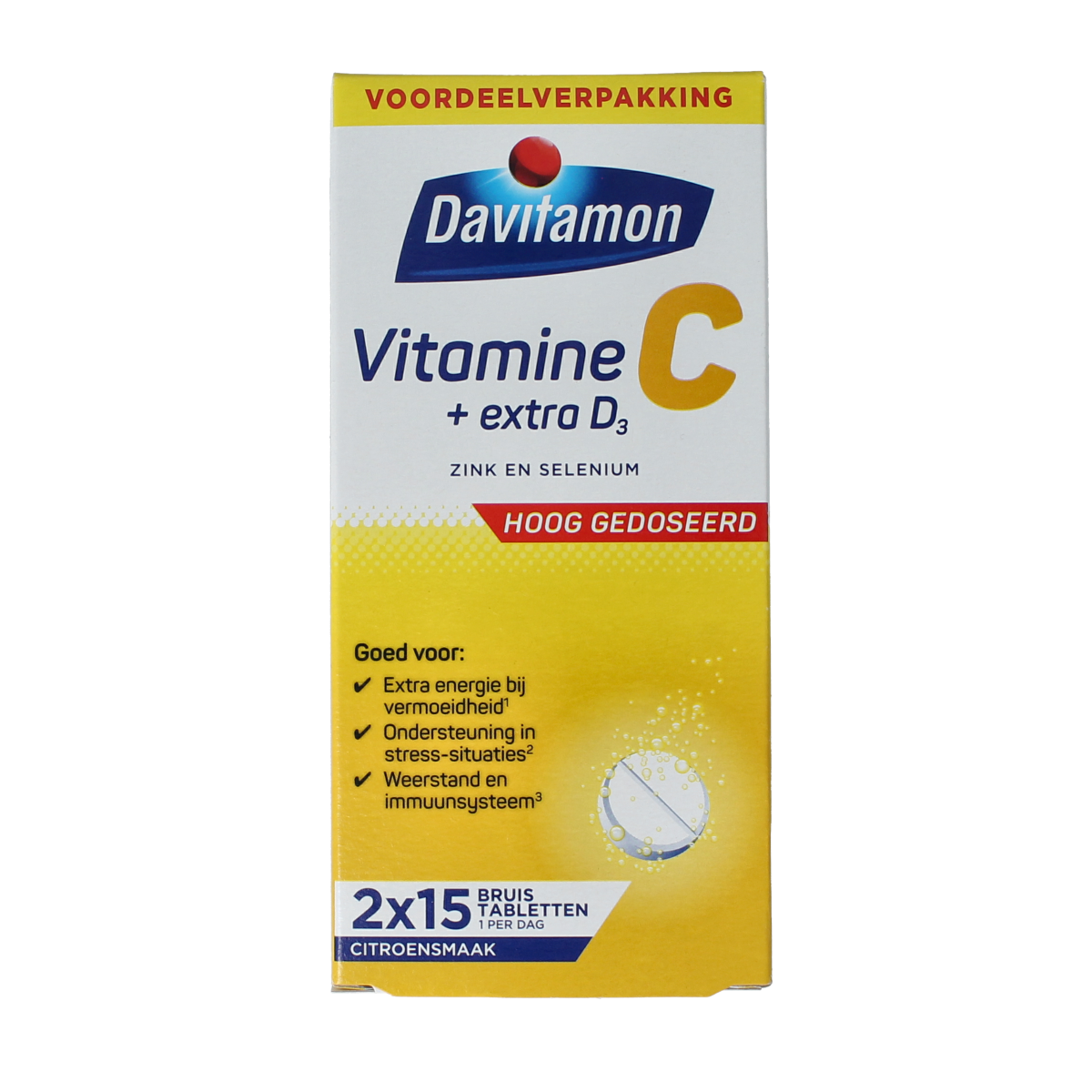 Davitamon Vitamine C effervescent tablets, vitamin supplement in orange-flavored fizzy tablets for immune support
