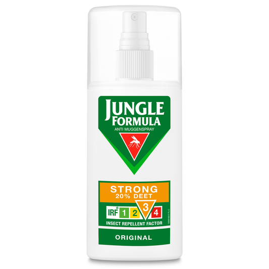 Jungle Formula Strong insect repellent spray, 75ml bottle, effective against biting insects and mosquitoes.