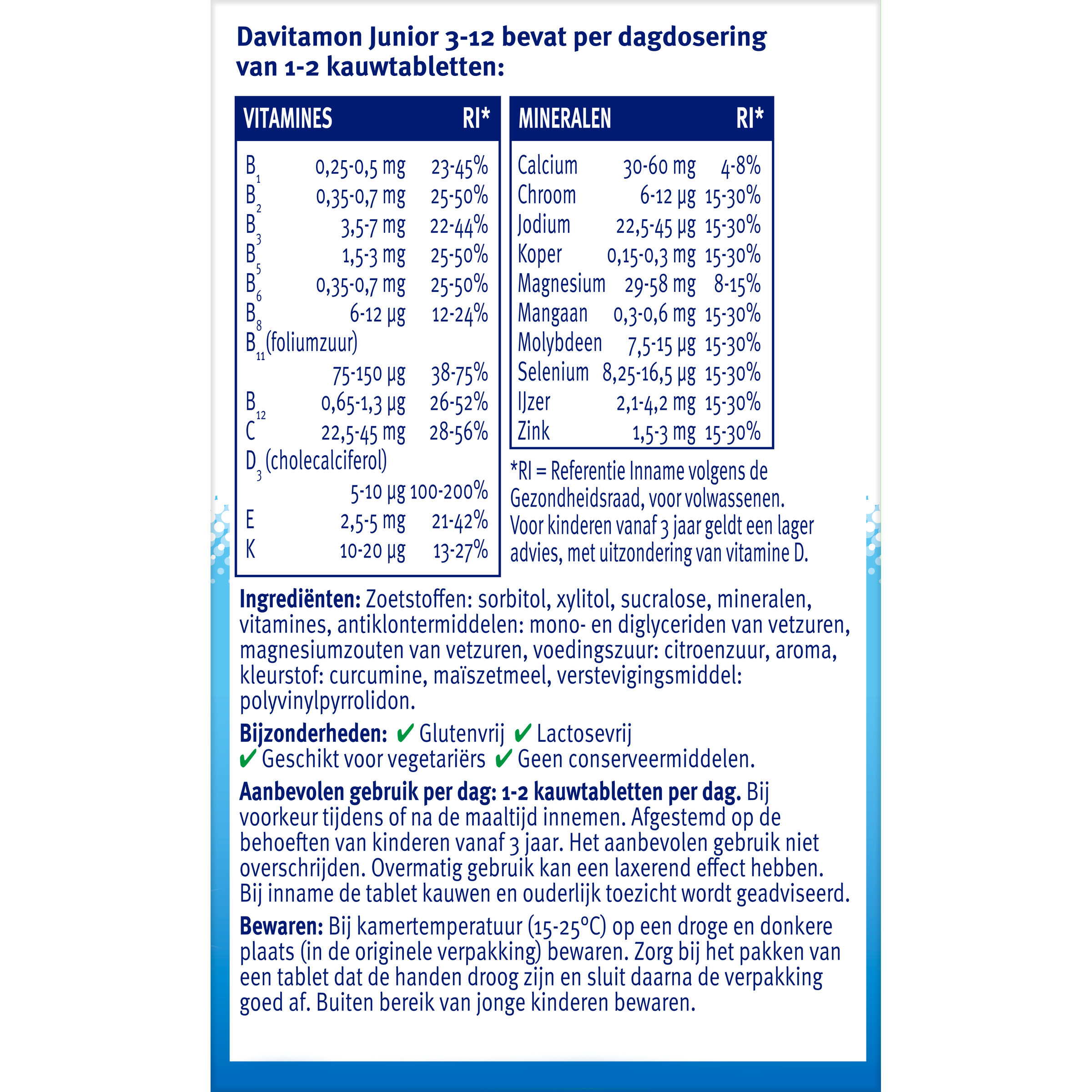 Davitamon Junior banana-flavored multivitamin chewable tablets for children aged 3-12, 120 tablets, dietary supplement.