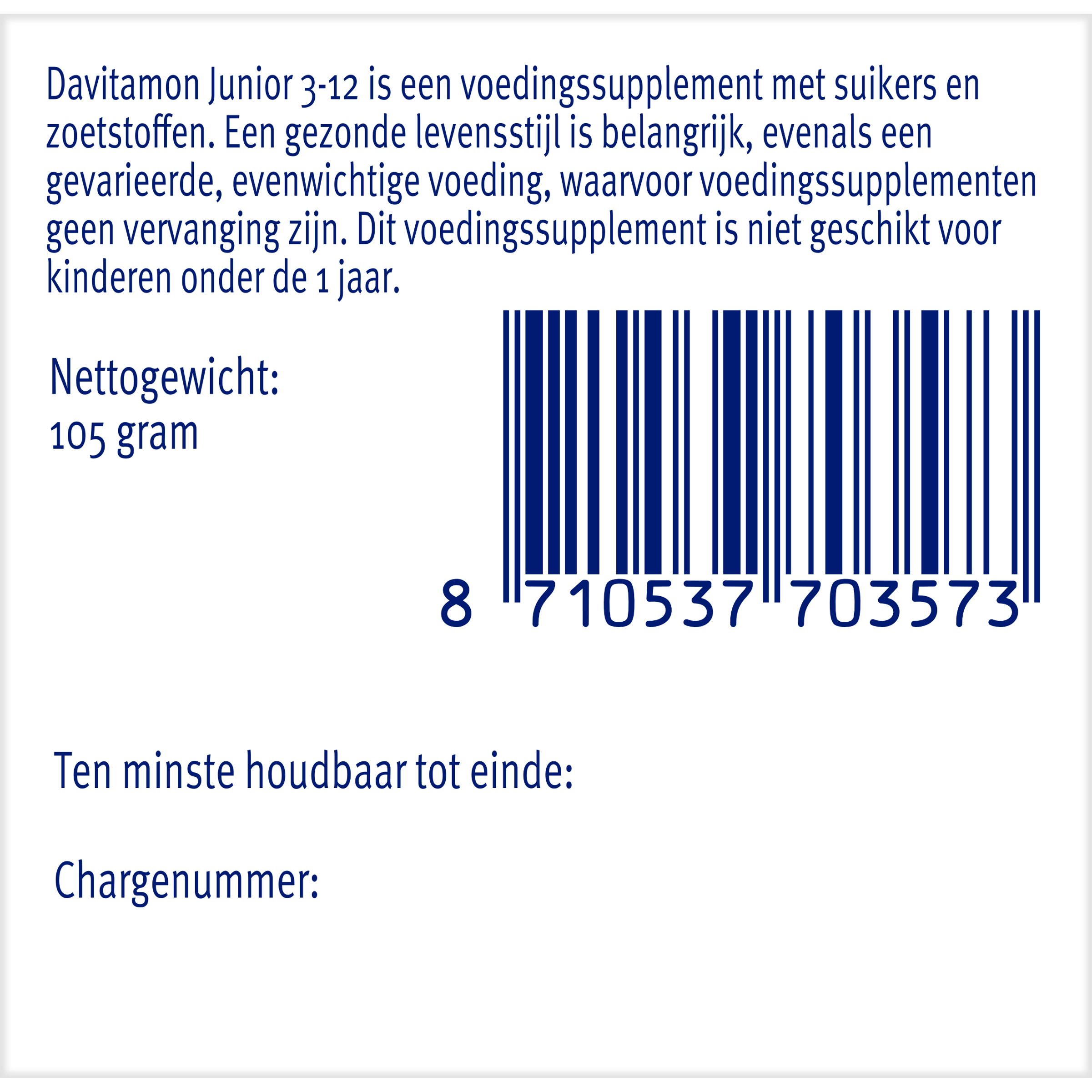 Davitamon Junior multivitamin chewable tablets in banana flavor, 120 count, for children aged 3-12.