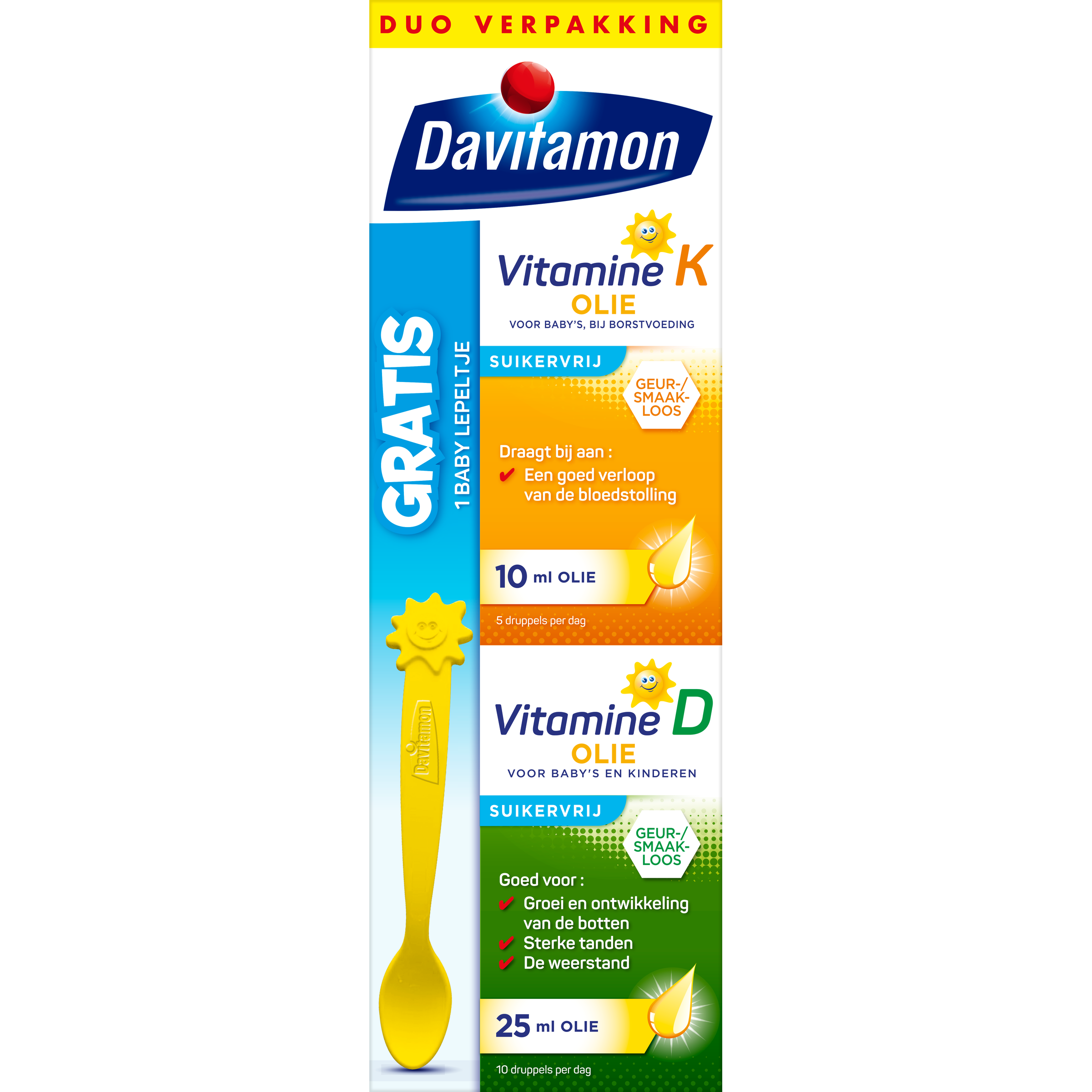 Davitamon Baby vitamine D & K supplement in a 35ml bottle, multivitamin for infants with 25mcg of vitamins D and K.