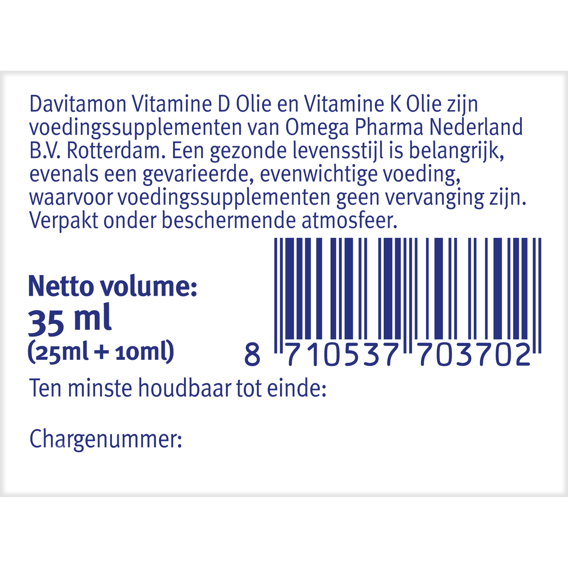 Davitamon Baby vitamin D & K liquid supplement in a 35ml bottle, providing 25mcg of essential vitamins for infants.