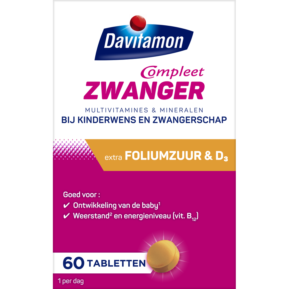Davitamon Compleet Zwanger multivitamine tabletten in blister pack, prenatal vitamins for pregnant women by Davitamon.
