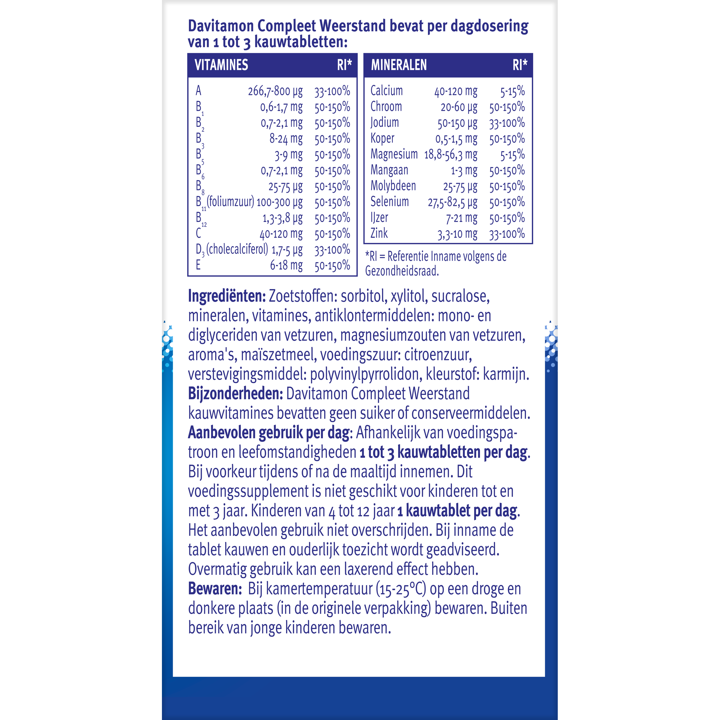 Davitamon Compleet weerstand kauwvitamines in fruity flavor, 60 chewable multivitamin tablets for immune support