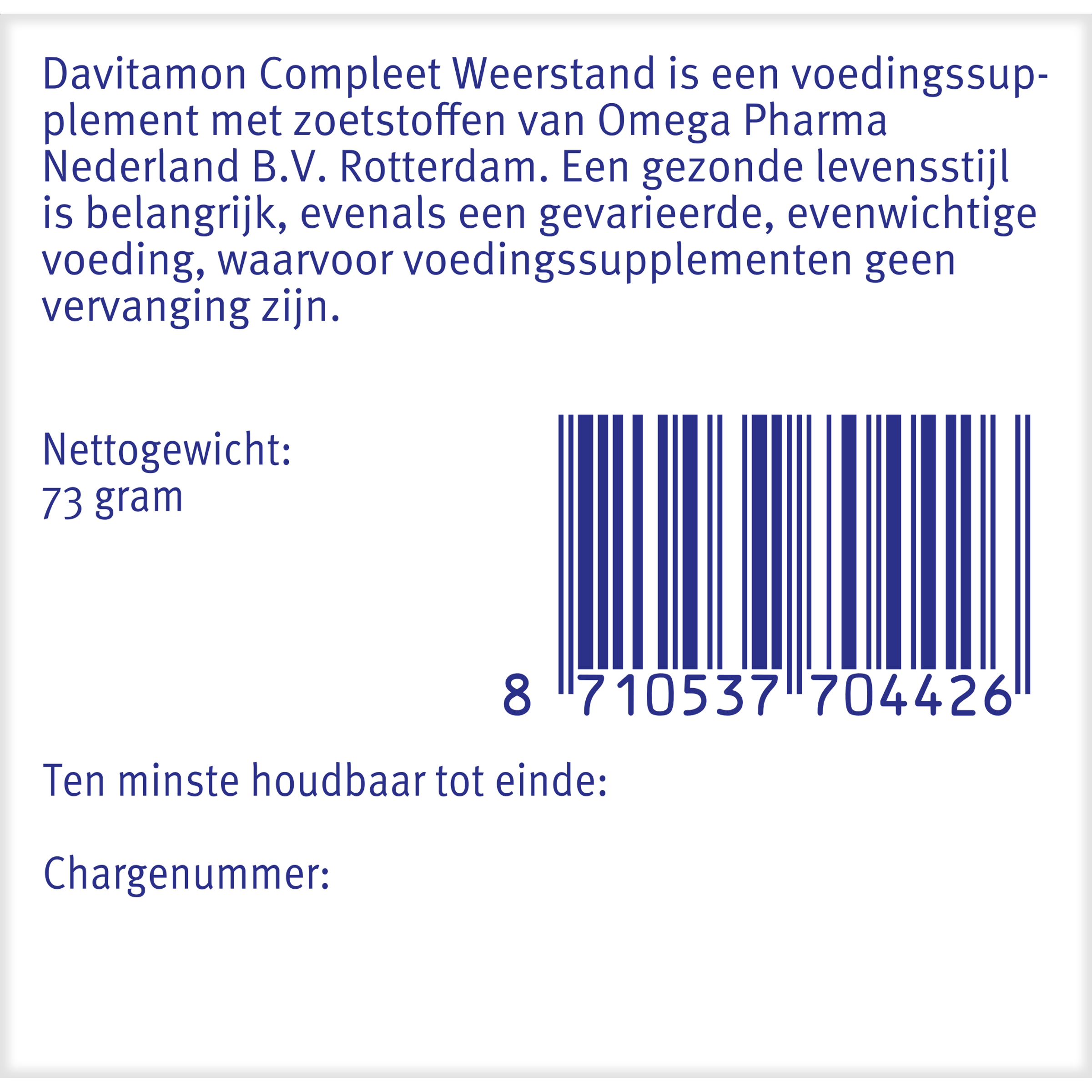 Davitamon Compleet Weerstand kauwvitamines aardbei flavor, strawberry-flavored multivitamin tablets for immune support, 60 count