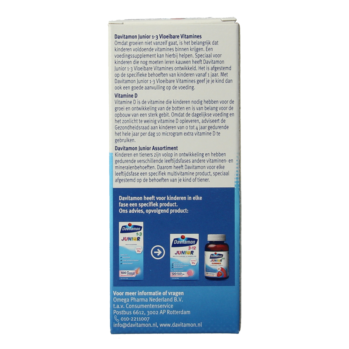 Davitamon Junior 1+ raspberry liquid multivitamins in a 100ml bottle, featuring a colorful label with raspberries and vitamins.