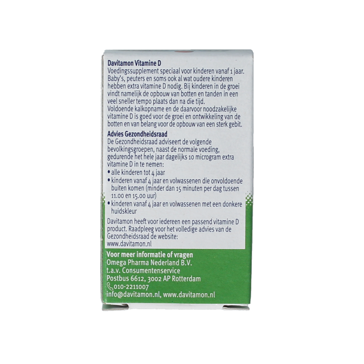 Davitamon Vitamin D kids meltable tablets, 50 count, showing a close-up of the orange chewable tablets for children.