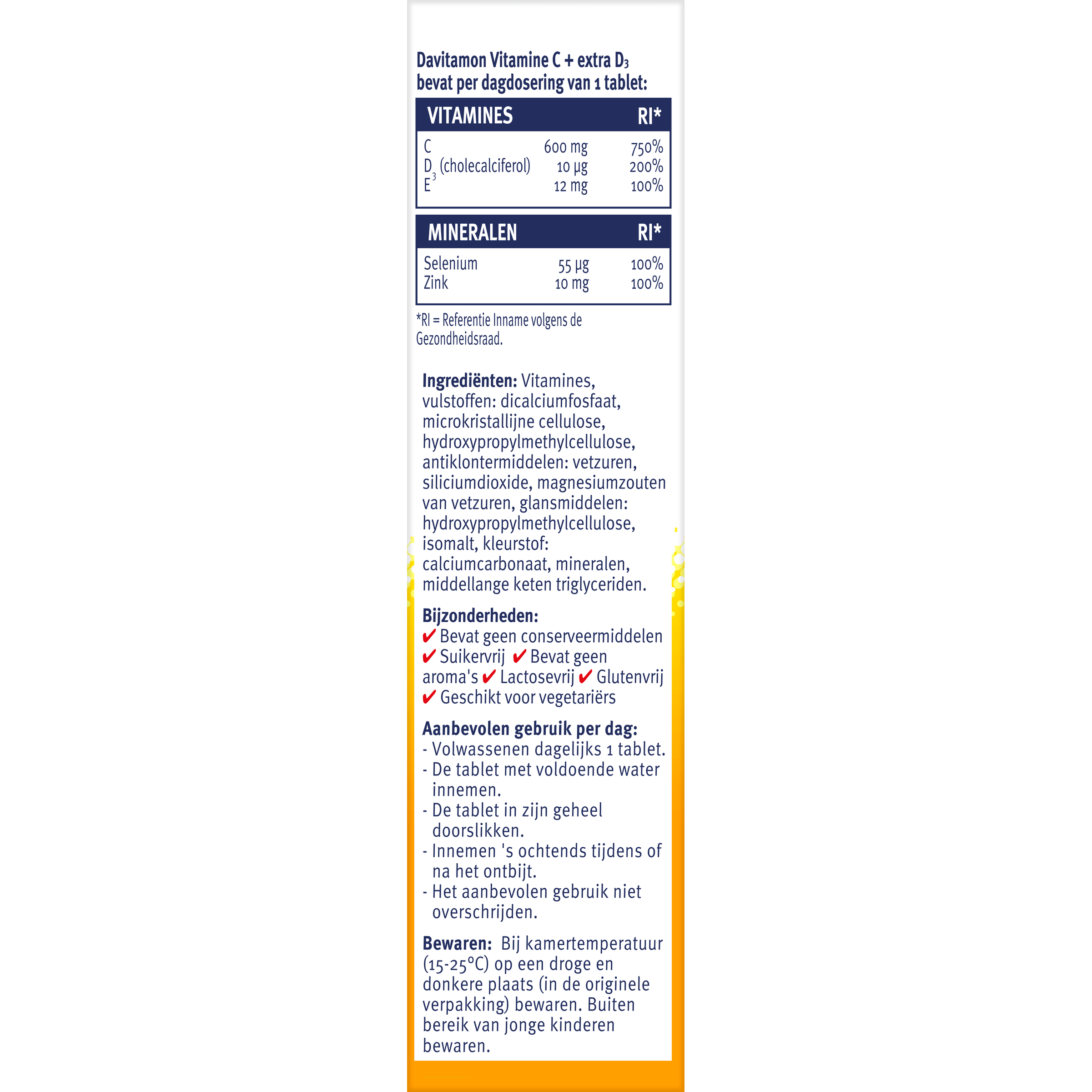 Davitamon Vitamin C time release multivitamin tablets in a blister pack, showing 42 tablets with orange packaging.