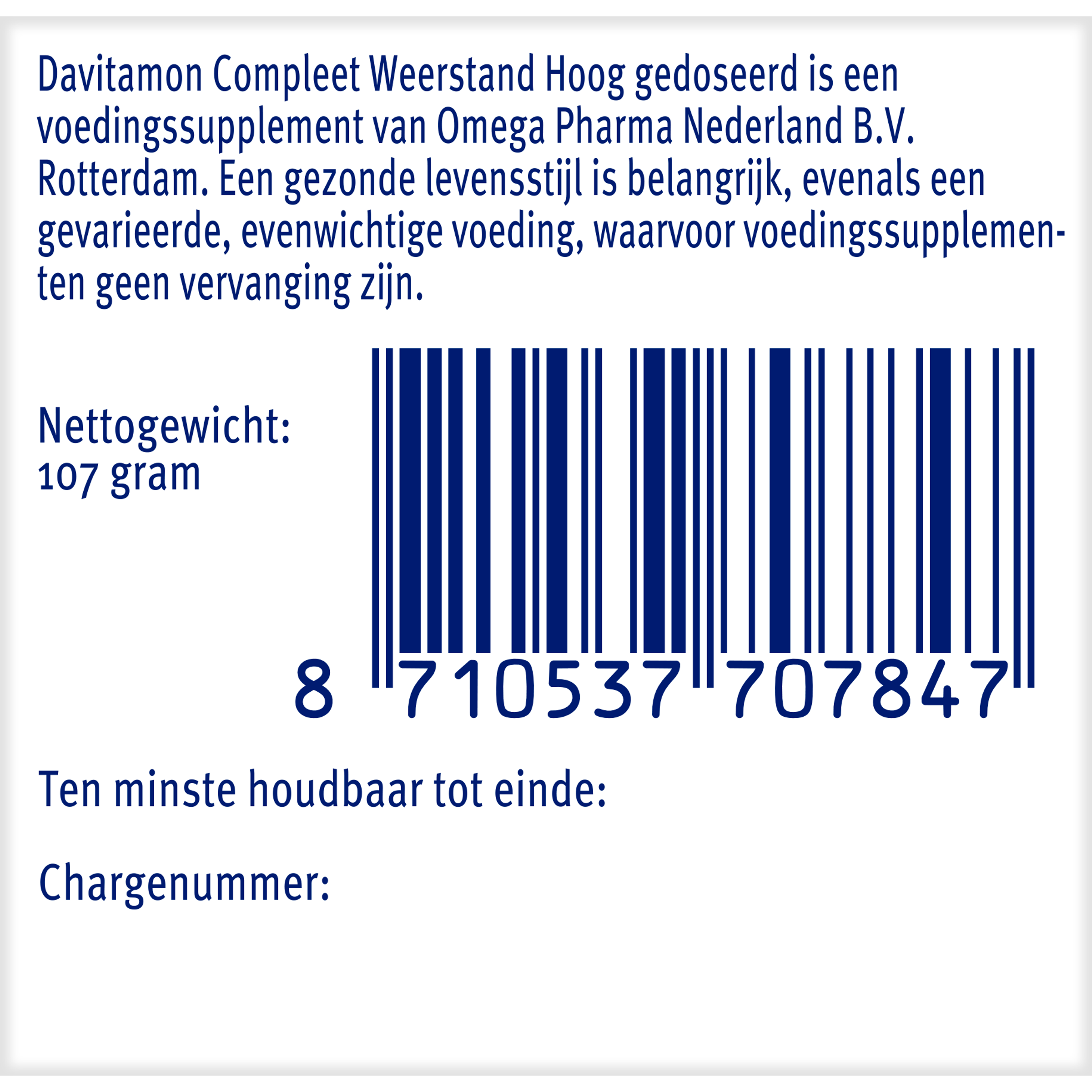 Davitamon Compleet weerstand hoog gedoseerd multivitamine tabletten, 150 dragees, with colorful packaging and label.