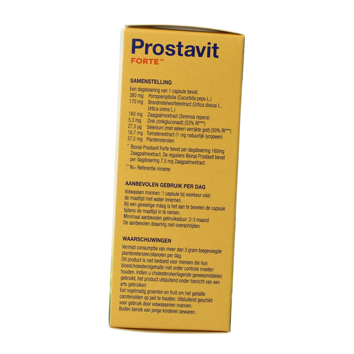 Bional Prostavit Forte herbal capsules in a bottle, designed for prostate health support, with 30 capsules shown in the image.