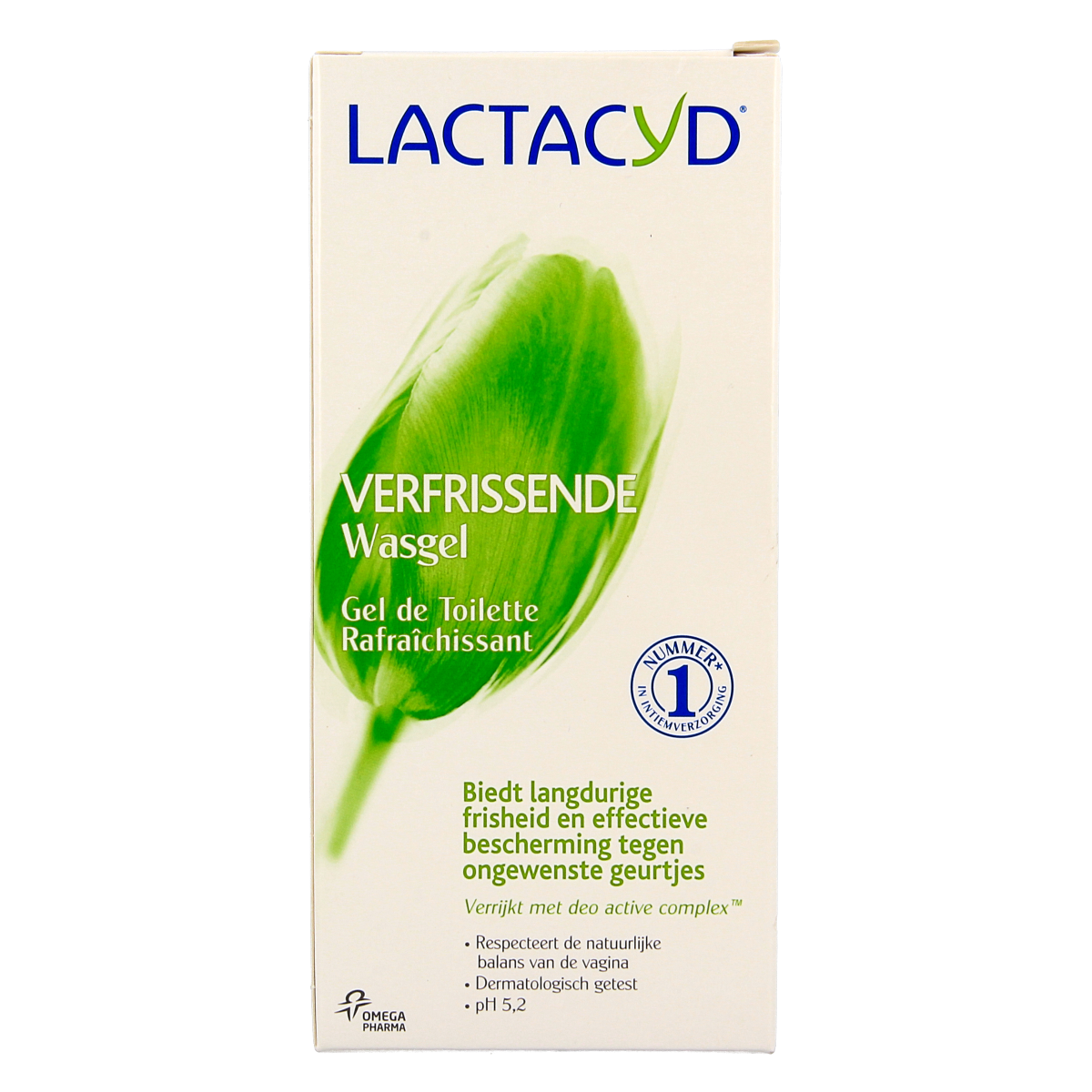 Lactacyd Wasemulsie verfrissend dameshygiëne, 200ml bottle with label and cap, for feminine freshness and hygiene.