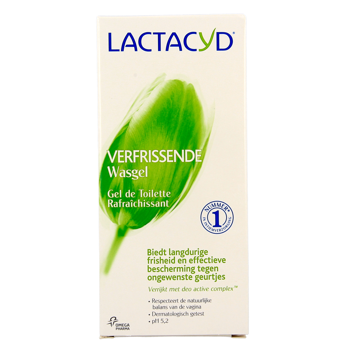Lactacyd Wasemulsie verfrissend dameshygiëne, 200ml bottle with white and blue packaging, gentle cleansing for women