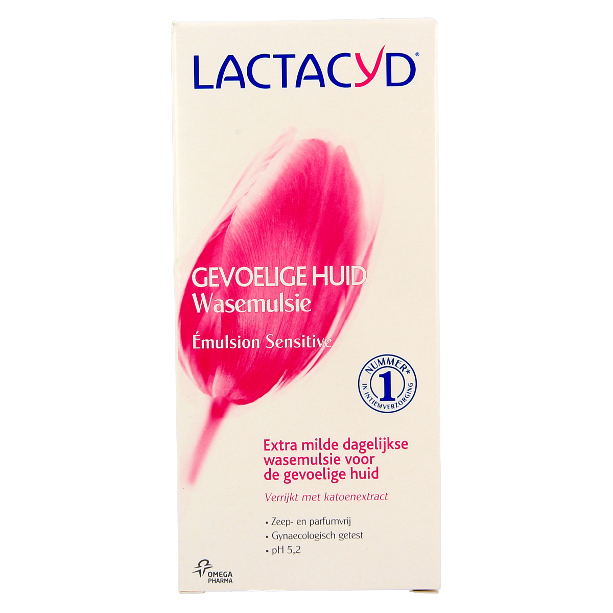 Lactacyd Wasemulsie voor gevoelige huid, dameshygiëne, 200 ml fles, zachte reiniging voor delicate huid.