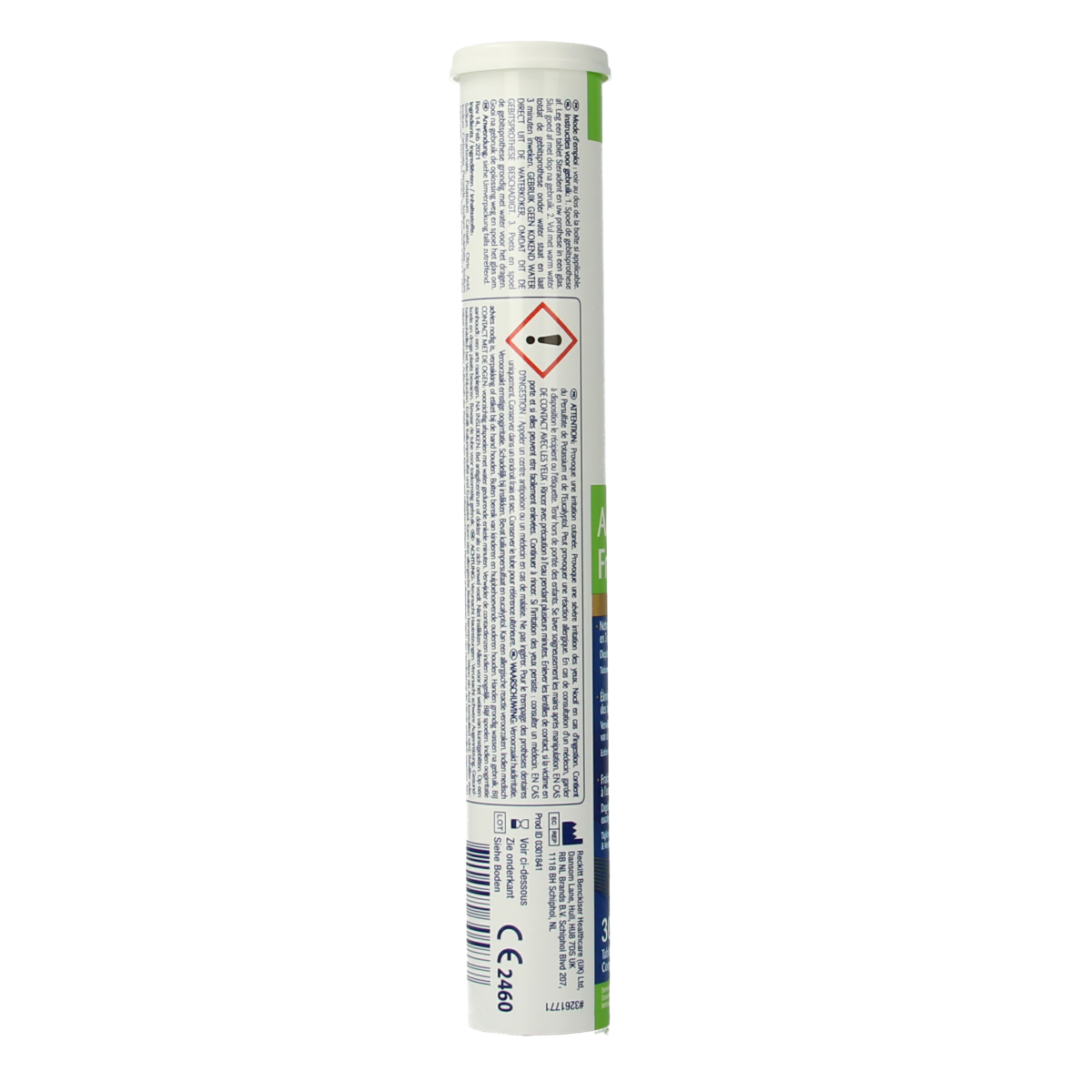Steradent Active Fresh denture cleaning tablets in a box, designed for prostheses, with 30 pieces for fresh breath and cleaning.