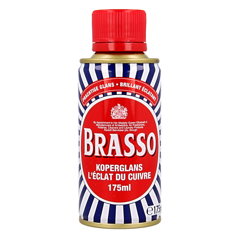 Brasso Koperglans cleaning product in 175ml bottle, designed for polishing and cleaning copper surfaces.
