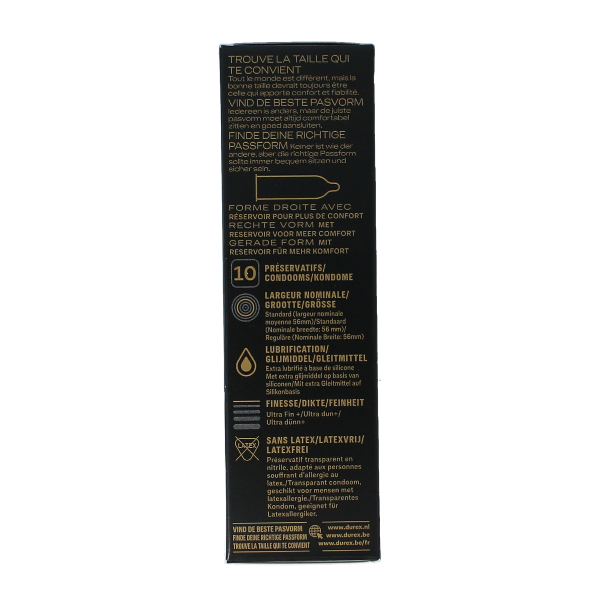 Durex Condooms Intensity pack with 10 condoms, featuring textured design for enhanced sensation, displayed in packaging.