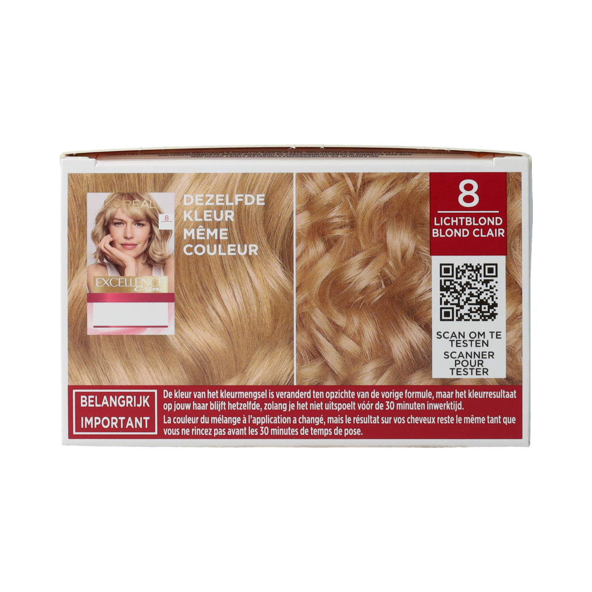 Excellence Excellence 8 lichtblond hair coloring set with developer and applicator for professional blonde hair dyeing.