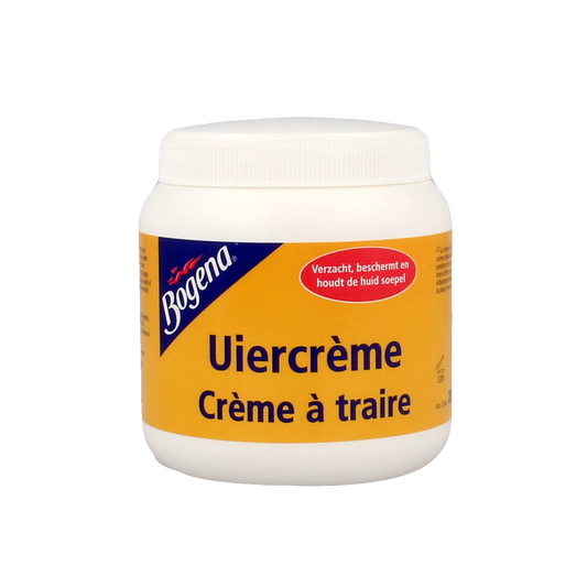 Bogena Uiercreme 250g body care product in a white jar with a blue lid, designed for skin nourishment and hydration.