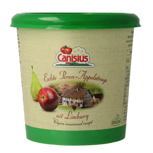 Canisius Peren appelstroop spread on bread, 450g jar, natural fruit syrup for breakfast or snacks.