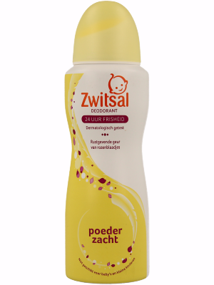 Zwitsal Deodorantspray soft in 100ml bottle, showcasing the deodorant product with soft scent packaging and branding.